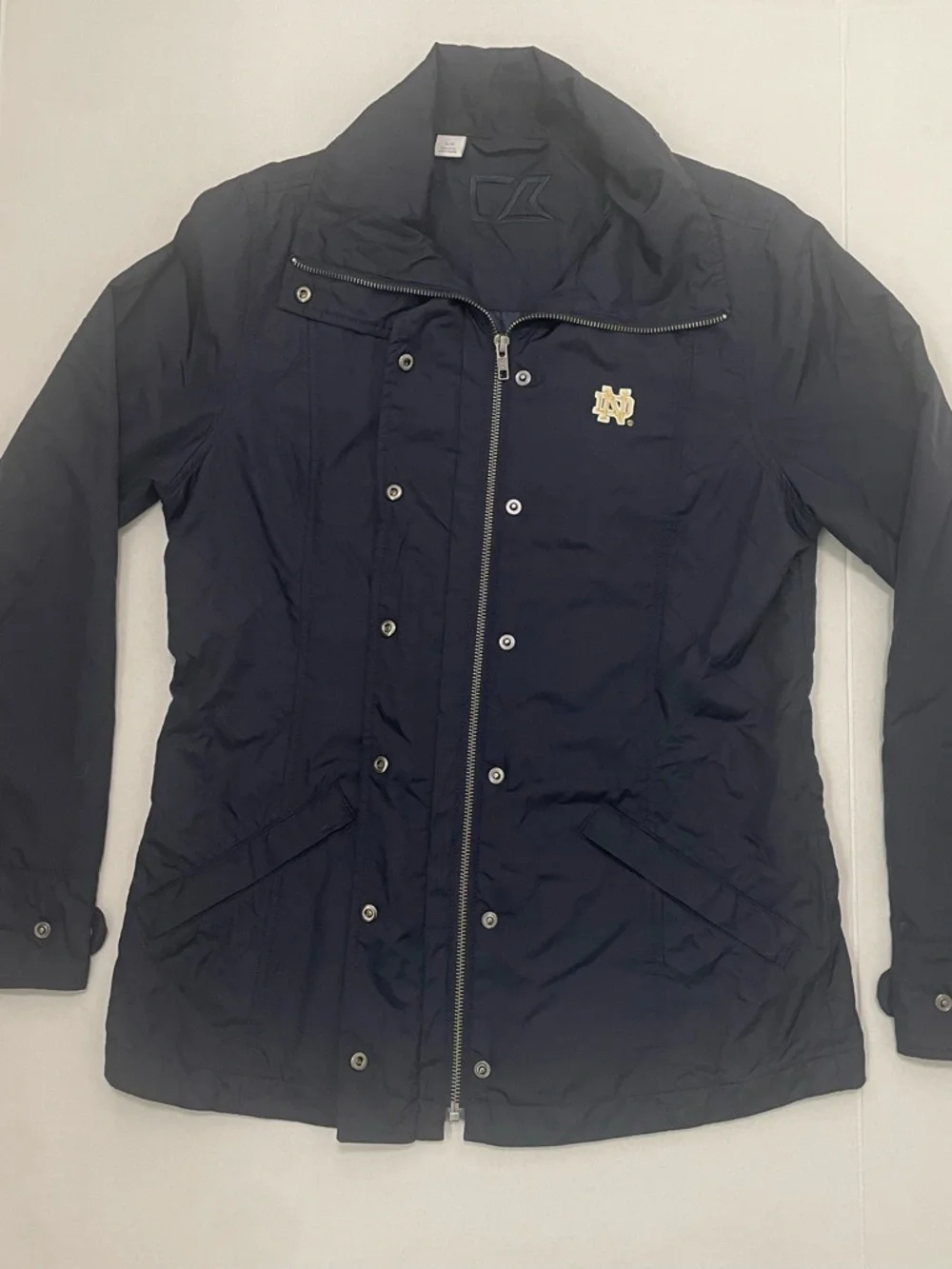 Cutter & Buck Navy Zipper Snap-Front Jacket with Notre Dame Logo - Picture 2 of 7